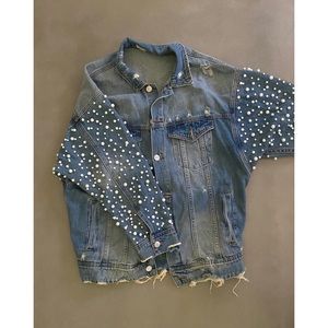 Sunset + Spring Oversized Denim Pearl Jacket